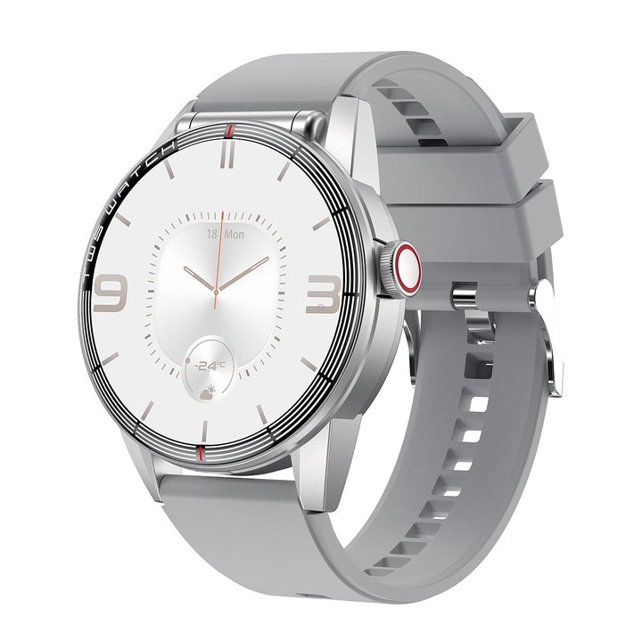 R6 1.32 inch Round Screen 2 in 1 Bluetooth Earphone Smart Watch, Support Bluetooth Call / Health Monitoring(Silver Silicone Stra