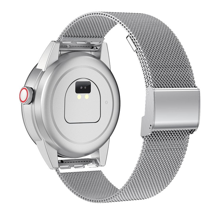 R6 1.32 inch Round Screen 2 in 1 Bluetooth Earphone Smart Watch, Support Bluetooth Call / Health Monitoring(Silver Steel Strap)