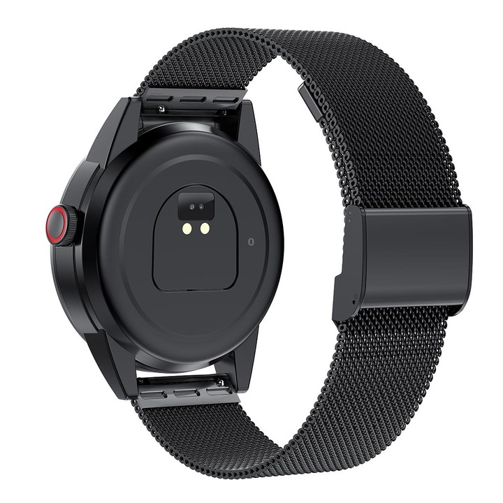 R6 1.32 inch Round Screen 2 in 1 Bluetooth Earphone Smart Watch, Support Bluetooth Call / Health Monitoring(Black Steel Strap)