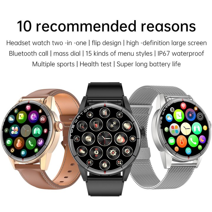 R6 1.32 inch Round Screen 2 in 1 Bluetooth Earphone Smart Watch, Support Bluetooth Call / Health Monitoring(Black Steel Strap)