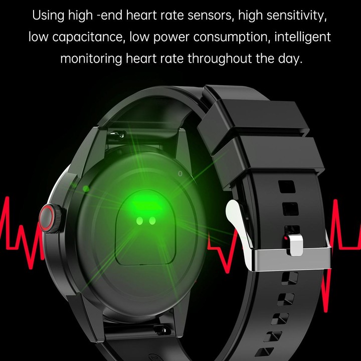 R6 1.32 inch Round Screen 2 in 1 Bluetooth Earphone Smart Watch, Support Bluetooth Call / Health Monitoring(Black Leather Strap)