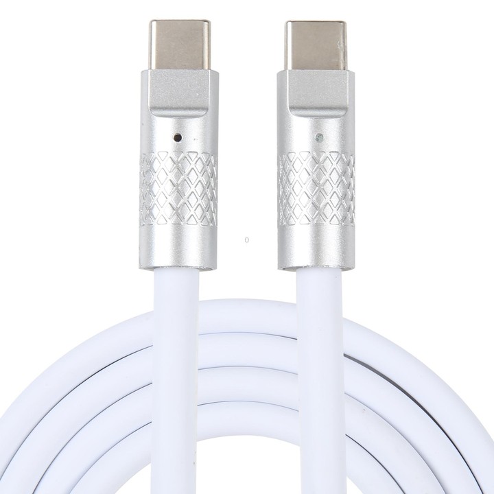 Mech Series 120W USB-C / Type-C to USB-C / Type-C Metal Plug Silicone Fast Charging Data Cable, Length: 1.2m(White)