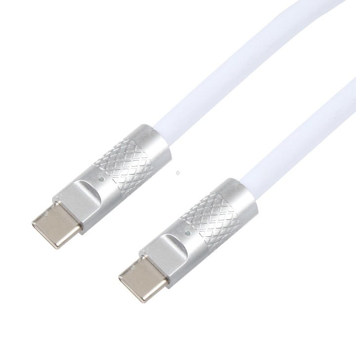 Mech Series 120W USB-C / Type-C to USB-C / Type-C Metal Plug Silicone Fast Charging Data Cable, Length: 1.2m(White)