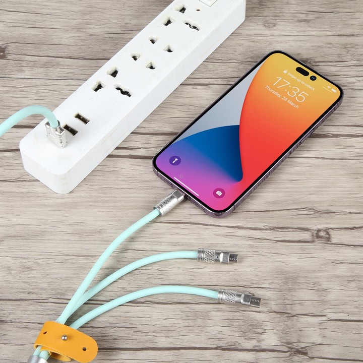 Mech Series 6A 120W 3 in 1 Metal Plug Silicone Fast Charging Data Cable, Length: 1.2m(Mint Green)