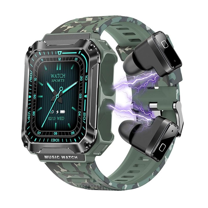 OVISEN T93 1.96 inch IPS Screen 2 in 1 Bluetooth Headset Smart Watch, Supports Blood Oxygen Monitoring/Bluetooth Music(Green)