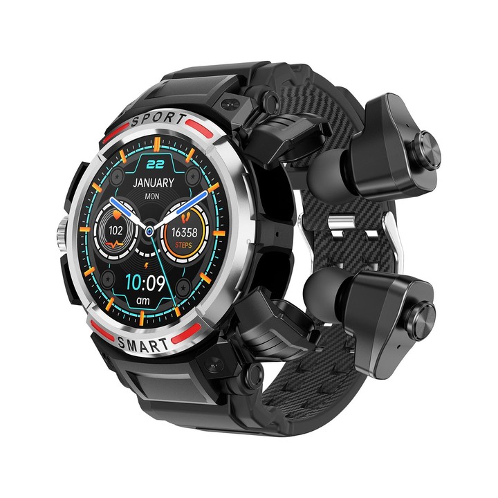 OVISEN T100 1.39 inch TFT Screen 2 in 1 Bluetooth Headset Smart Watch, Support Blood Oxygen Monitoring/Bluetooth Music(Silver)