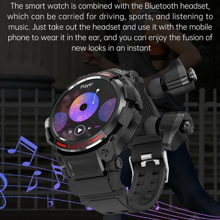 OVISEN T100 1.39 inch TFT Screen 2 in 1 Bluetooth Headset Smart Watch, Support Blood Oxygen Monitoring/Bluetooth Music(Grey)