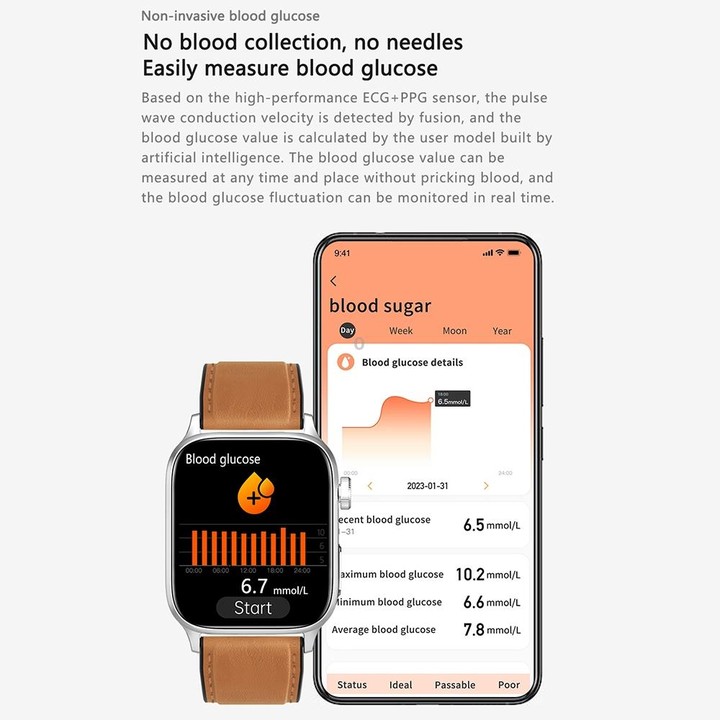 G22 1.85 inch TFT Screen Leather Band Health Smart Watch, Support Bluetooth Call / Plateau Blood Oxygen / Body Temperature / Arr
