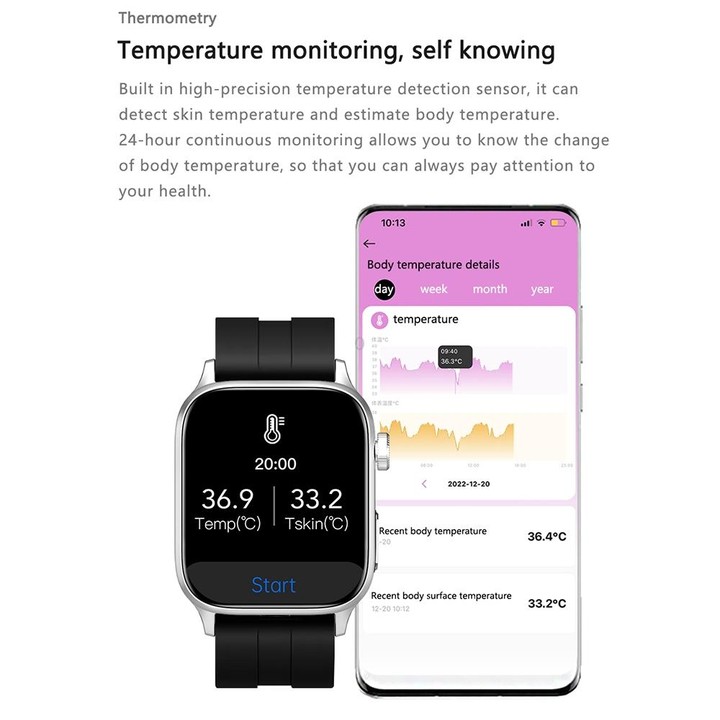 G22 1.85 inch TFT Screen Leather Band Health Smart Watch, Support Bluetooth Call / Plateau Blood Oxygen / Body Temperature / Arr