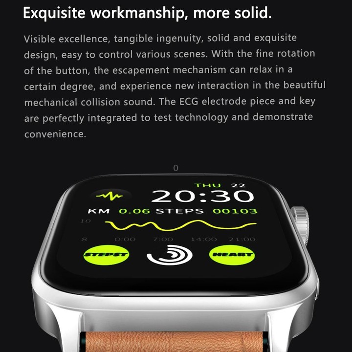 G22 1.85 inch TFT Screen Leather Band Health Smart Watch, Support Bluetooth Call / Plateau Blood Oxygen / Body Temperature / Arr
