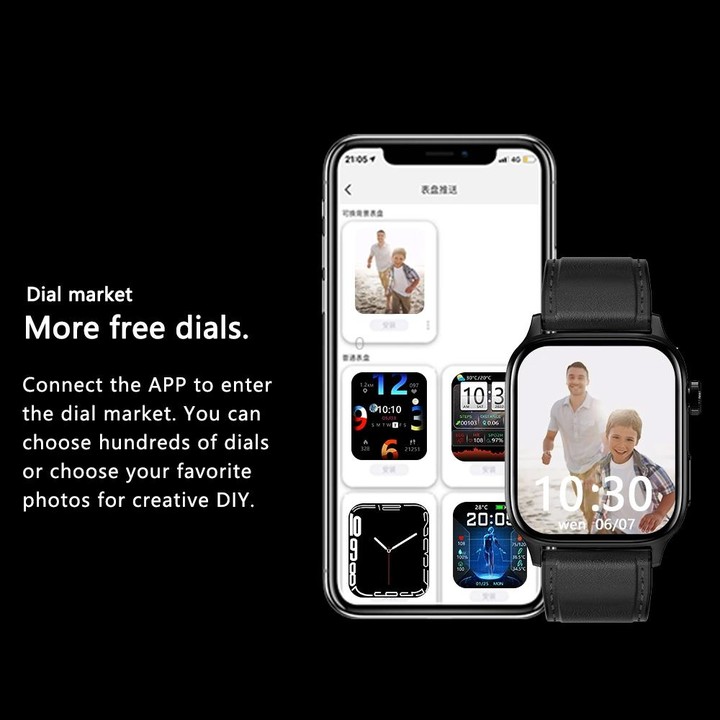 G22 1.85 inch TFT Screen Leather Band Health Smart Watch, Support Bluetooth Call / Plateau Blood Oxygen / Body Temperature / Arr