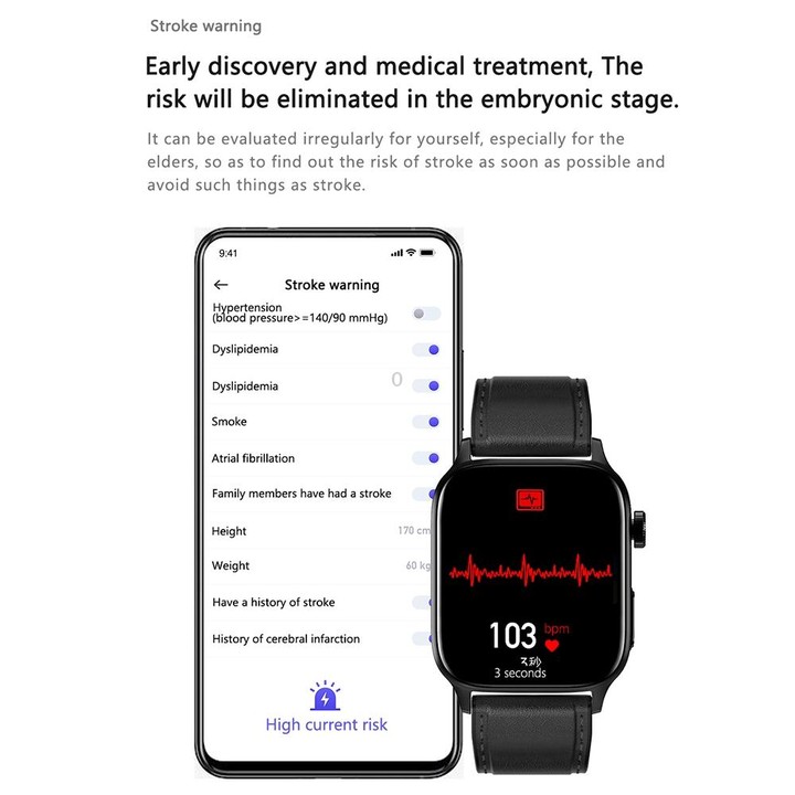 G22 1.85 inch TFT Screen Leather Band Health Smart Watch, Support Bluetooth Call / Plateau Blood Oxygen / Body Temperature / Arr