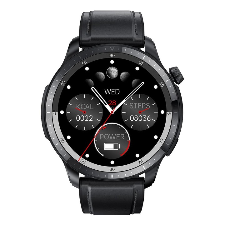 T52 1.39 inch IP67 Waterproof Leather Band Smart Watch Supports Bluetooth Call / Blood Oxygen / Body Temperature Monitoring(Blac