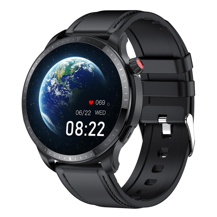 T52 1.39 inch IP67 Waterproof Leather Band Smart Watch Supports Bluetooth Call / Blood Oxygen / Body Temperature Monitoring(Blac