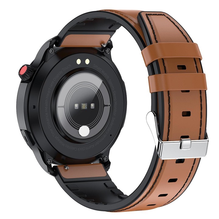 T52 1.39 inch IP67 Waterproof Leather Band Smart Watch Supports Bluetooth Call / Blood Oxygen / Body Temperature Monitoring(Brow