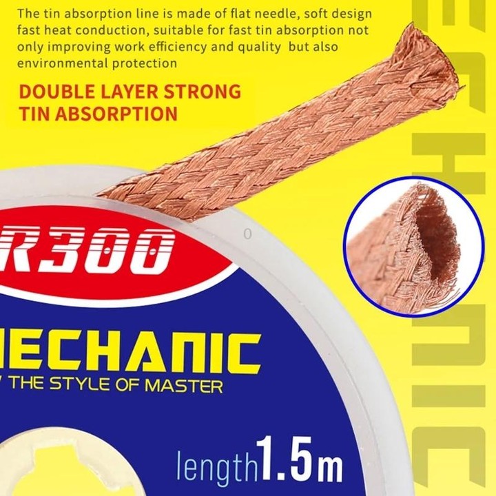 MECHANIC R300 1.5M Suction Tin Wire, Width:4MM