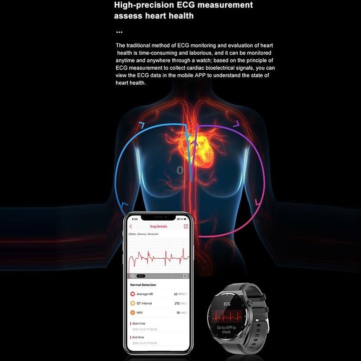 TK20 1.39 inch Silicone Band Smart Watch Supports ECG / Remote Families Care / Body Temperature Monitoring(Black)