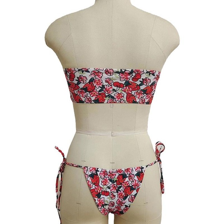 Sexy Strap Ties Thong Backless Two Piece Bikini Swimsuit, Size:S(Green)