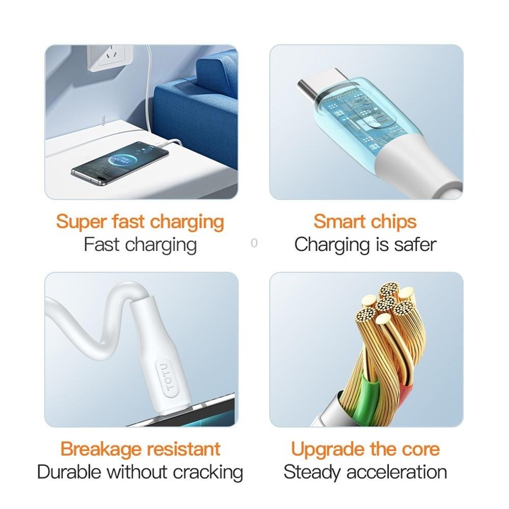 TOTU CB-4 Series USB to Micro USB Fast Charge Data Cable, Length:1m(White)