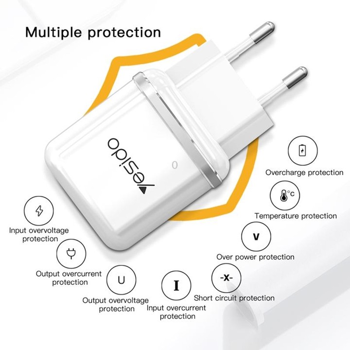 Yesido YC-26 USB Dual Ports Travel Charger(EU Plug)