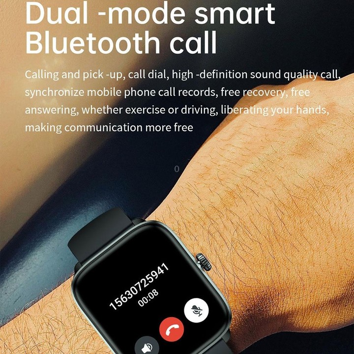 T20 1.96 inch IP67 Waterproof Silicone Band Smart Watch, Supports Dual-mode Bluetooth Call / Heart Rate Monitoring(Black)