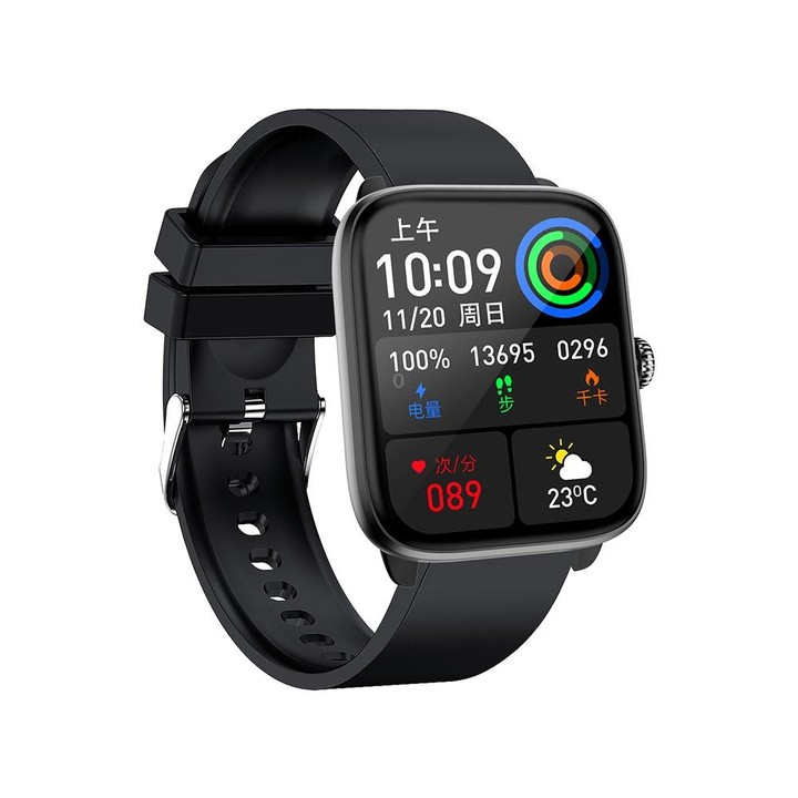 T20 1.96 inch IP67 Waterproof Silicone Band Smart Watch, Supports Dual-mode Bluetooth Call / Heart Rate Monitoring(Black)