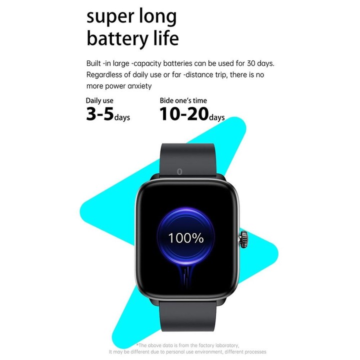 T20 1.96 inch IP67 Waterproof Silicone Band Smart Watch, Supports Dual-mode Bluetooth Call / Heart Rate Monitoring(Blue)
