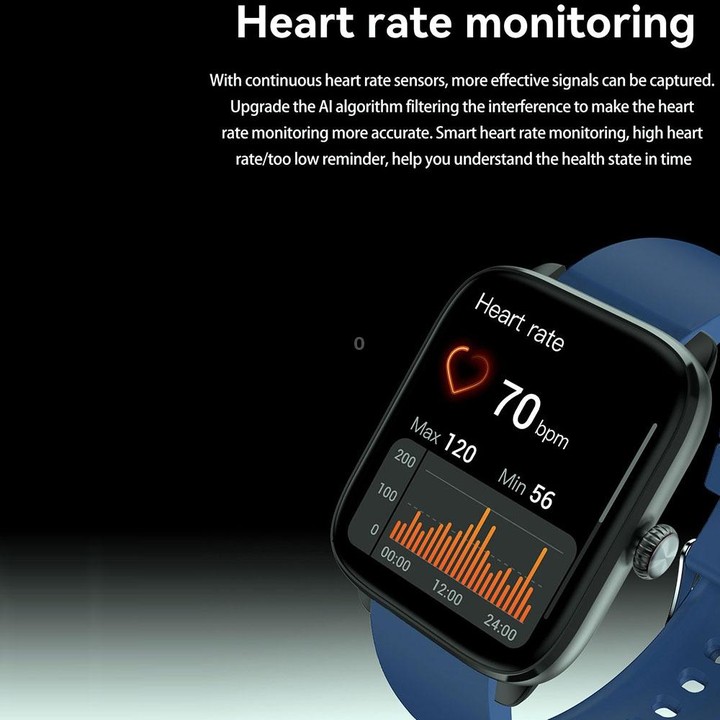 T20 1.96 inch IP67 Waterproof Silicone Band Smart Watch, Supports Dual-mode Bluetooth Call / Heart Rate Monitoring(Blue)