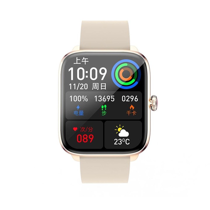 T20 1.96 inch IP67 Waterproof Silicone Band Smart Watch, Supports Dual-mode Bluetooth Call / Heart Rate Monitoring(Gold)