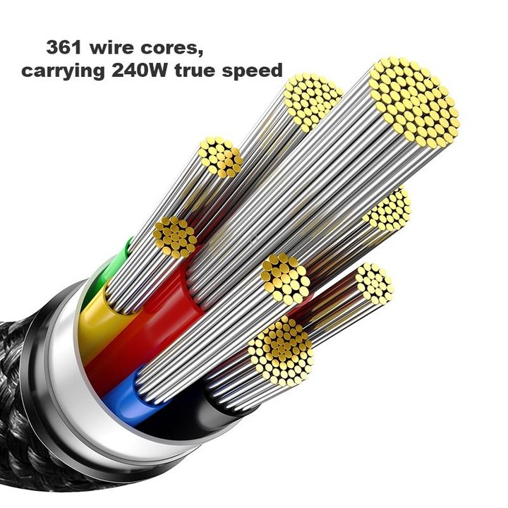 Baseus Tungsten Gold Series 240W Type-C to Type-C Fast Charging Data Cable, Length:1m(Black)