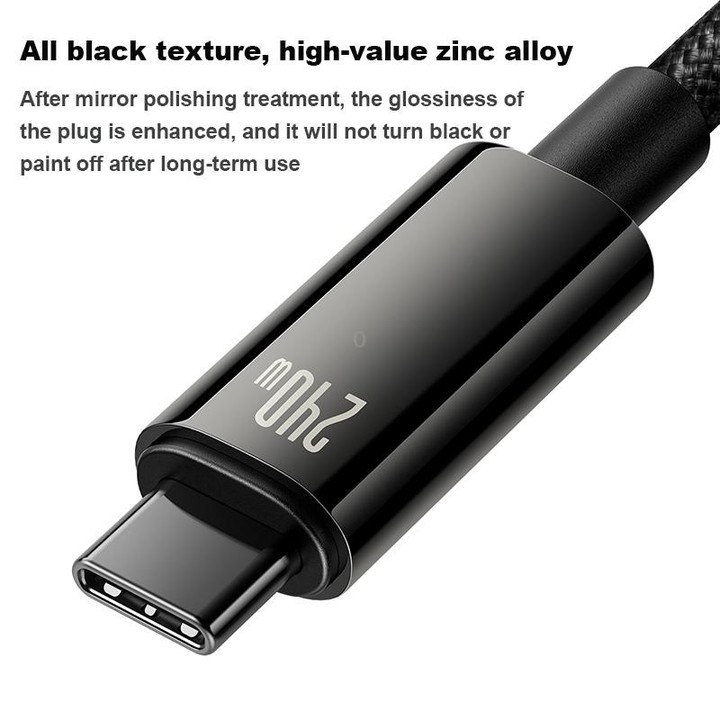 Baseus Tungsten Gold Series 240W Type-C to Type-C Fast Charging Data Cable, Length:3m(Black)