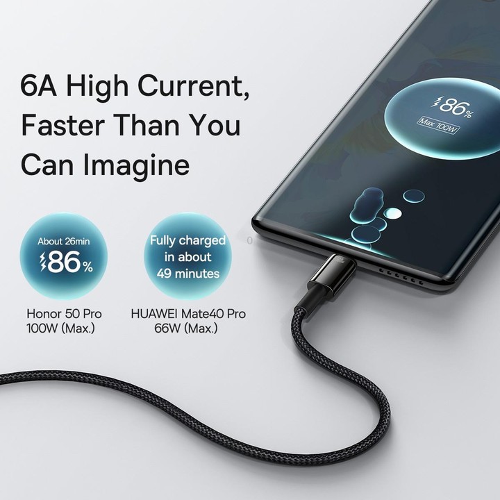 Baseus Tungsten Gold Series 100W USB to USB-C / Type-C Fast Charging Data Cable, Length:2m(Black)