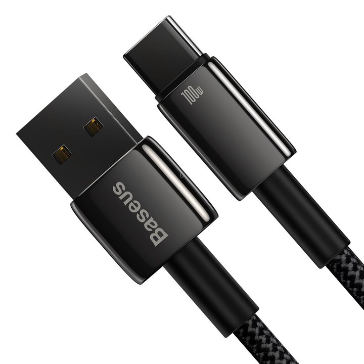 Baseus Tungsten Gold Series 100W USB to USB-C / Type-C Fast Charging Data Cable, Length:2m(Black)