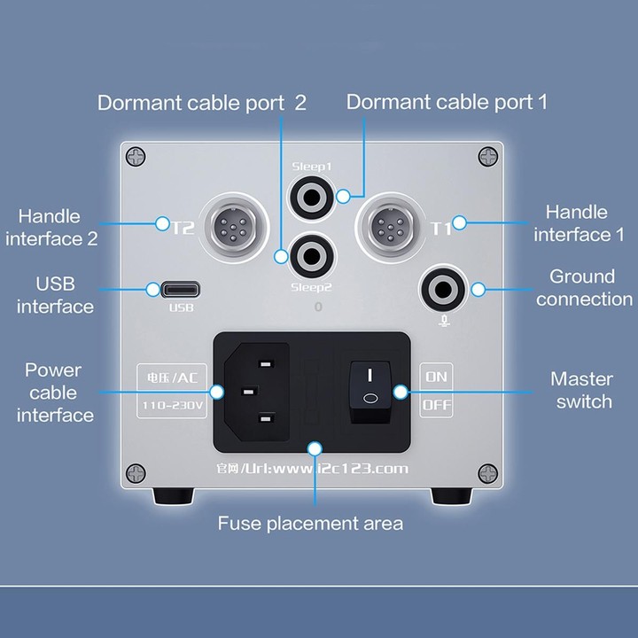 i2C 3SCN Intelligent Double Welding Station with RS100 Base, Style:B Set(US Plug)