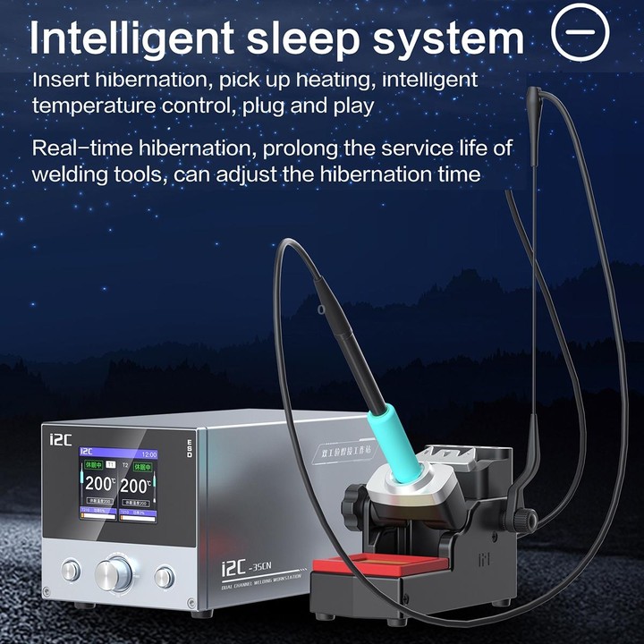 i2C 3SCN Intelligent Double Welding Station with RS100 Base, Style:B Set(US Plug)