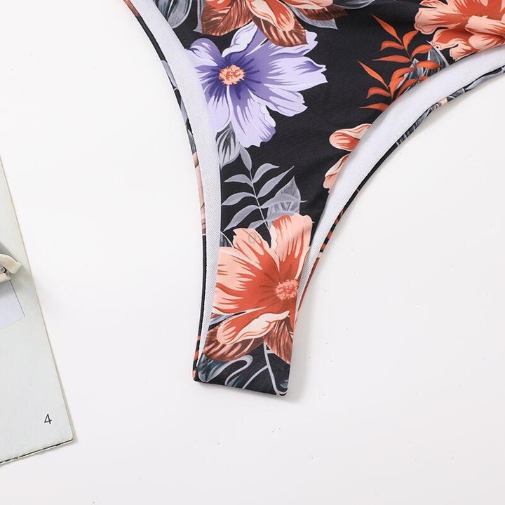 Woman Sexy High Waist Two Piece Bikini Swimsuit, Size:S(As Show)