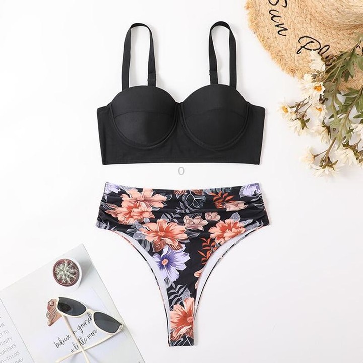 Woman Sexy High Waist Two Piece Bikini Swimsuit, Size:M(As Show)