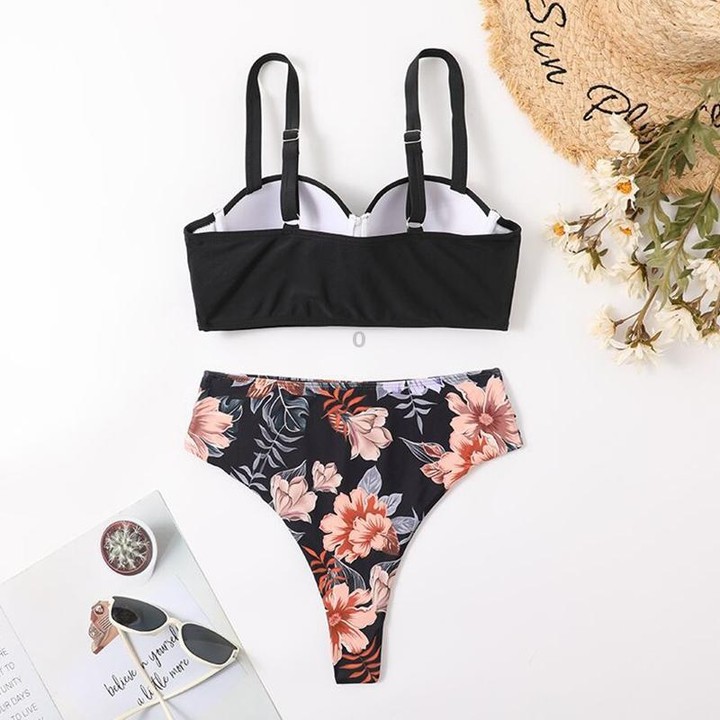 Woman Sexy High Waist Two Piece Bikini Swimsuit, Size:L(As Show)