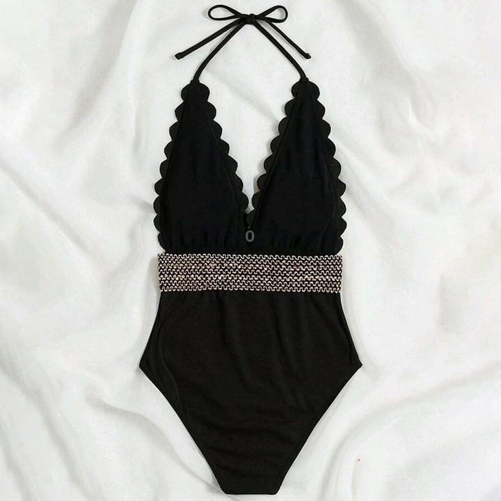 Woman Sexy Solid Color High Waist Two Piece Bikini Swimsuit, Size:L(Style 1)