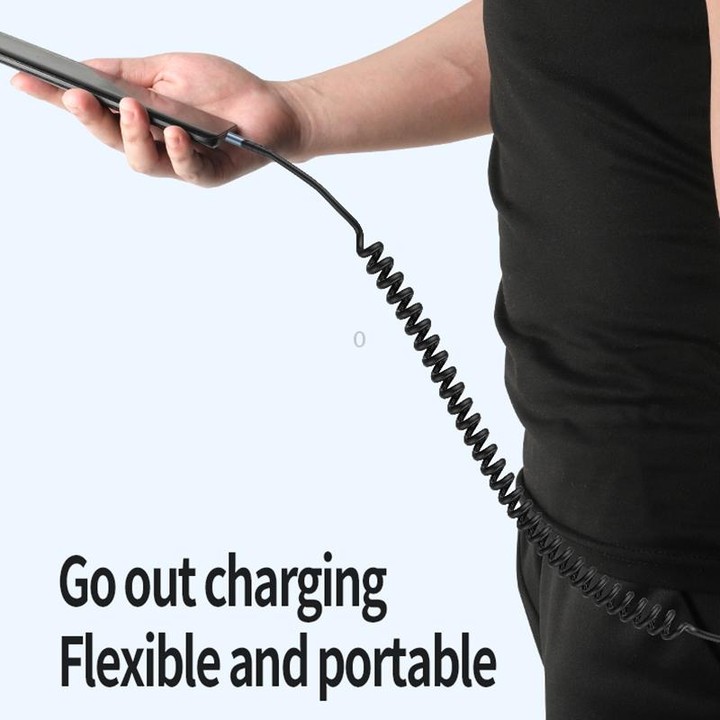 Type-C to Type-C Elbow Spring Charging Data Cable, Length: 1.5m(Black)