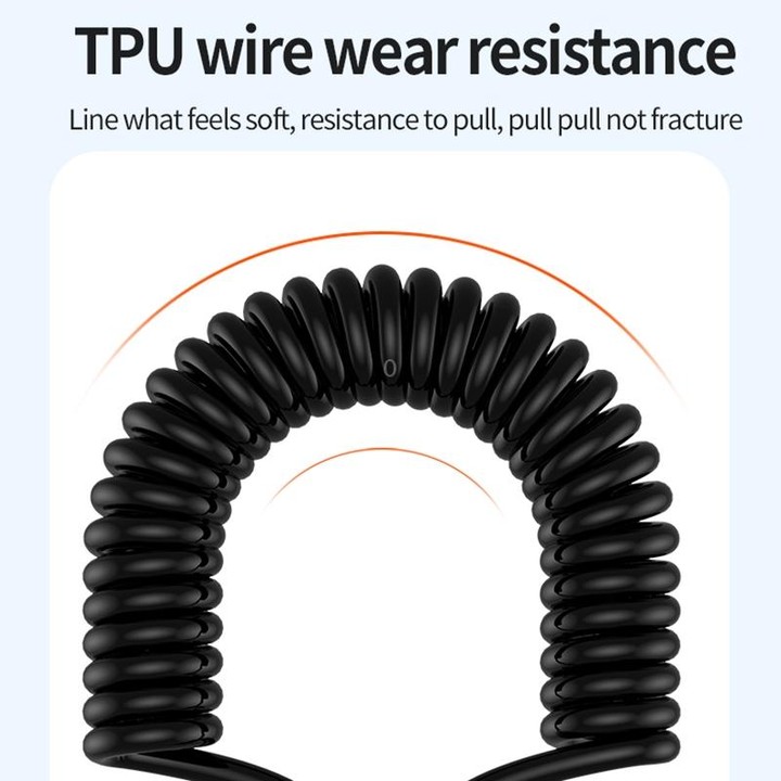 Type-C to Type-C Elbow Spring Charging Data Cable, Length: 1.5m(Black)