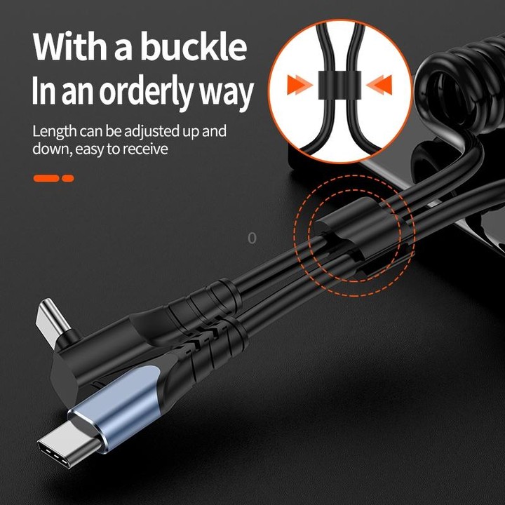 Type-C to Type-C Elbow Spring Charging Data Cable, Length: 1.5m(Black)