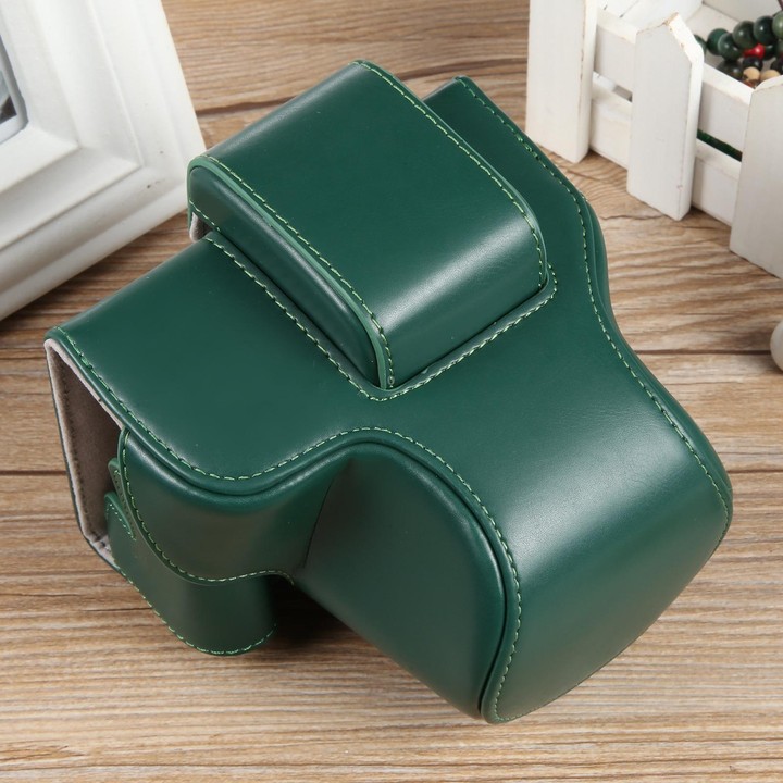 For Canon EOS R50 Full Body Magnetic Leather Camera Case Bag with Strap, Regular Edition(Green)