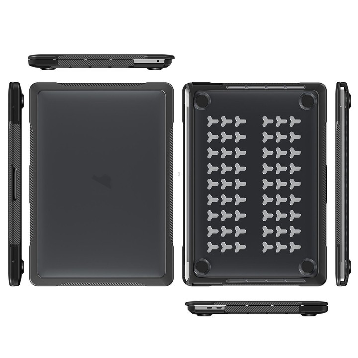 For MacBook Pro 13.3 inch A2338 Translucent Laptop Protective Case(Transparent Black)