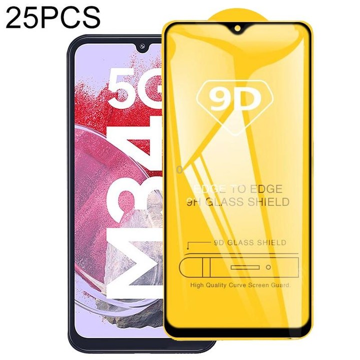 For Samsung Galaxy M34 5G / F34 / A15 25pcs 9D Full Glue Screen Tempered Glass Film