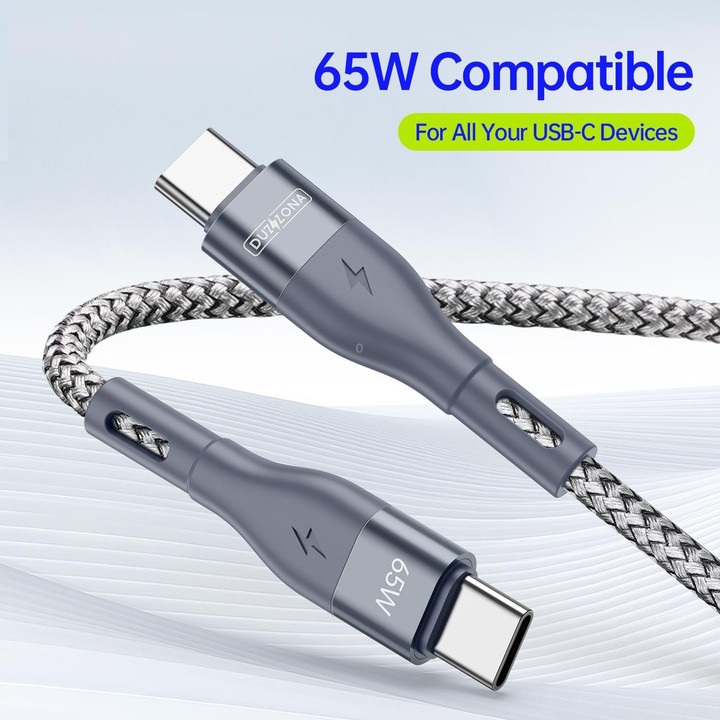 DUZZONA A2 PD 65W USB-C / Type-C to Type-C Fast Charging Data Cable, Length:3m(Grey)