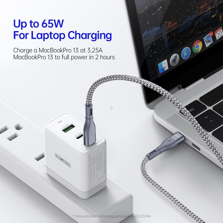 DUZZONA A2 PD 65W USB-C / Type-C to Type-C Fast Charging Data Cable, Length:3m(Grey)