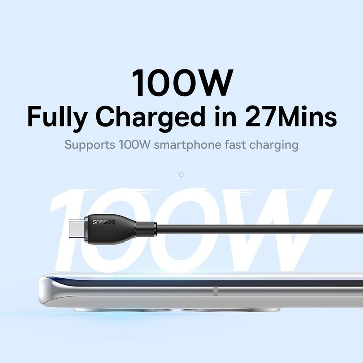 Baseus Pudding Series 100W USB to Type-C Fast Charging Data Cable, Length:1.2m(Black)