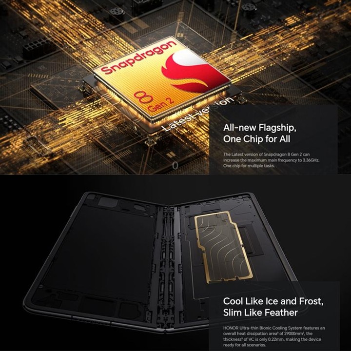 Honor Magic V2 5G, 16GB+256GB, 7.92 inch + 6.43 inch MagicOS 7.2 Snapdragon 8 Gen2 Octa Core up to 3.36GHz, Network: 5G, OTG, No