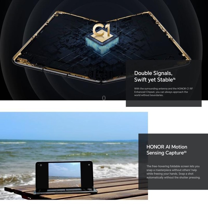 Honor Magic V2 5G, 16GB+512GB, 7.92 inch + 6.43 inch MagicOS 7.2 Snapdragon 8 Gen2 Octa Core up to 3.36GHz, Network: 5G, OTG, No
